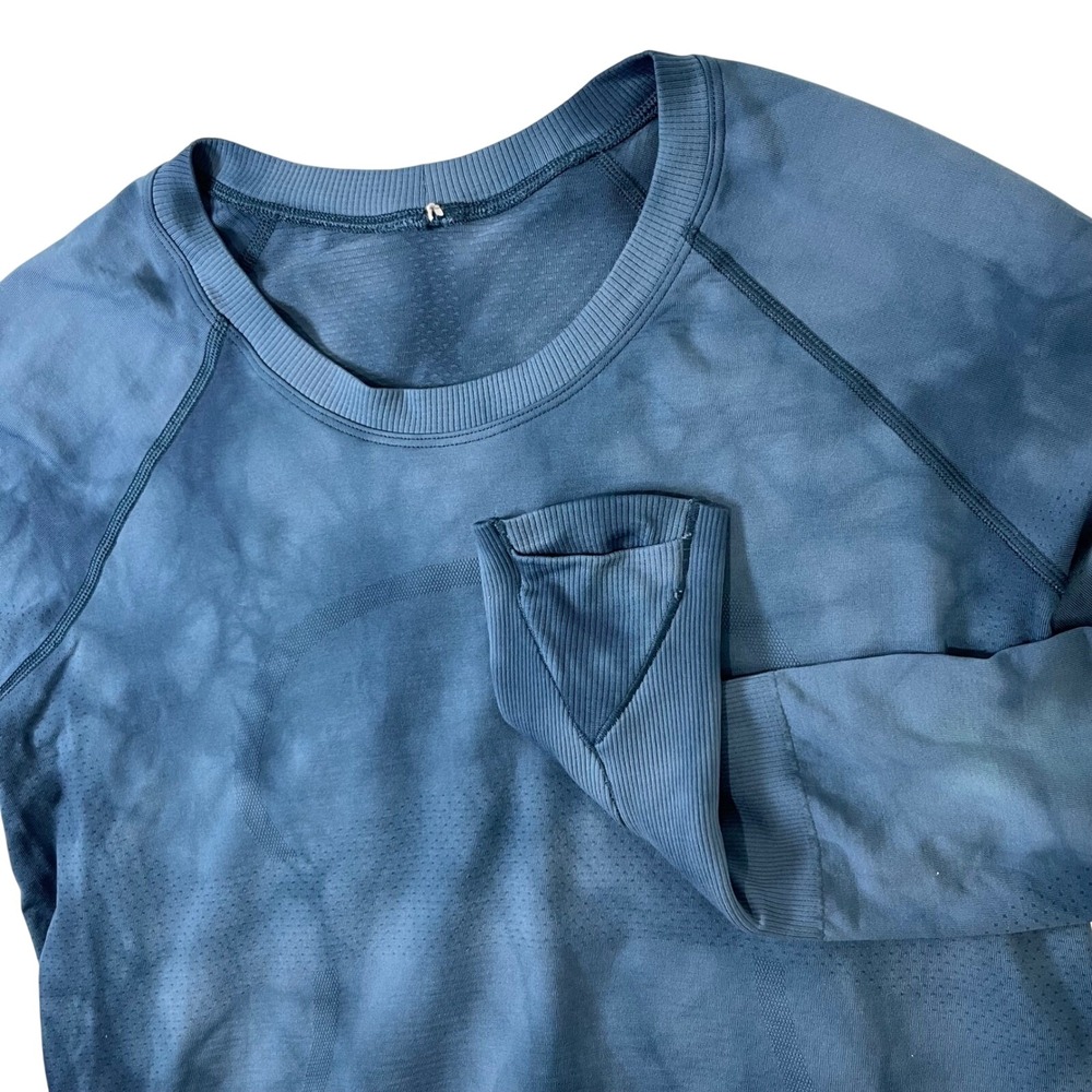 Lululemon Swiftly Tech Long Sleeve Women 6Blue Tie Dye Seamless Athletic Yoga